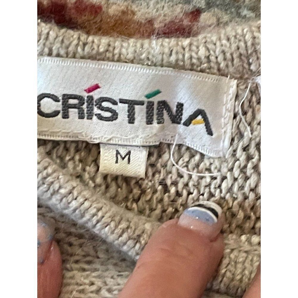 Cristina Sweater Women M Floral Silk Angora Crop Knit - Picture 3 of 7